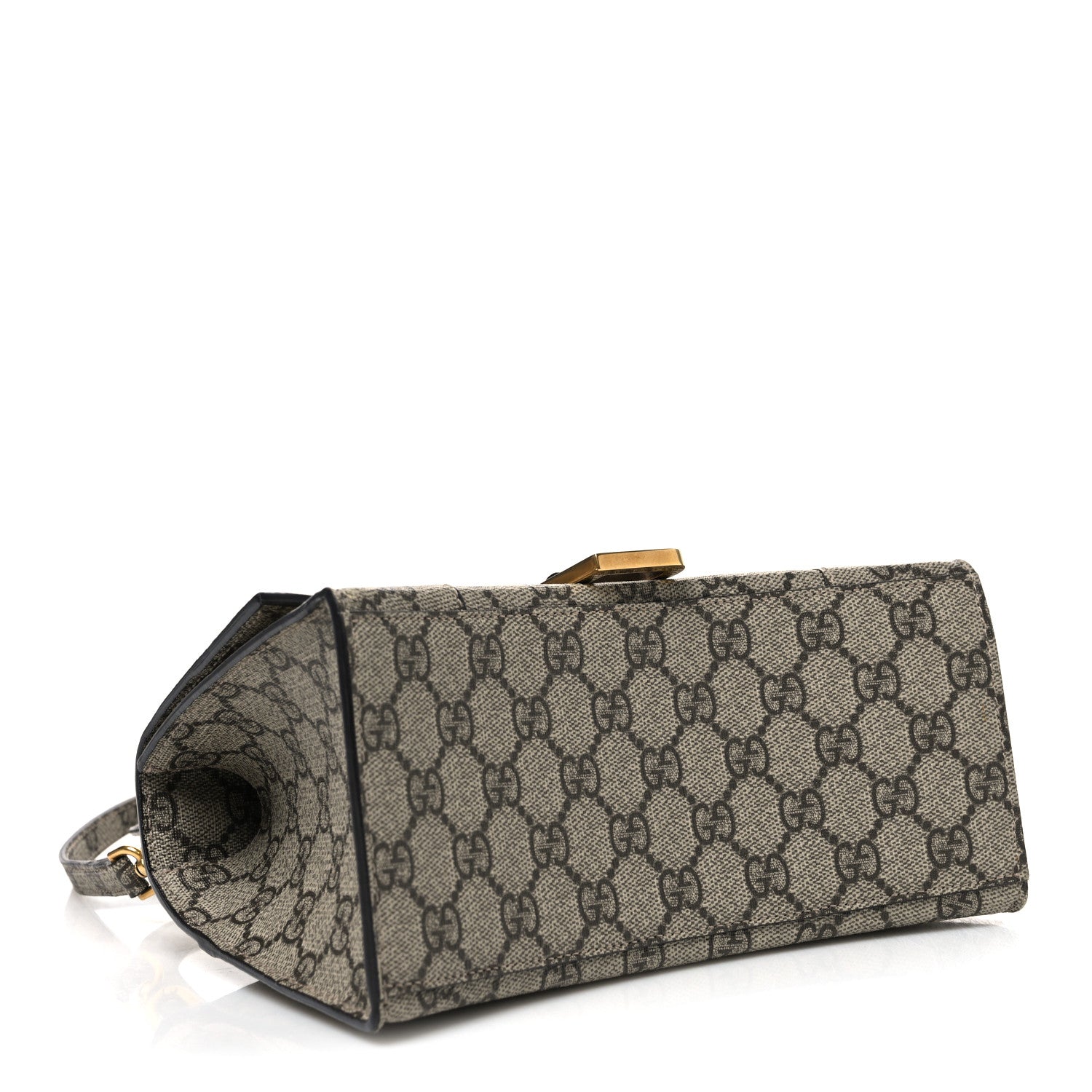X GUCCI GG Supreme Monogram Small Hourglass Top Handle Bag Beige Ebony