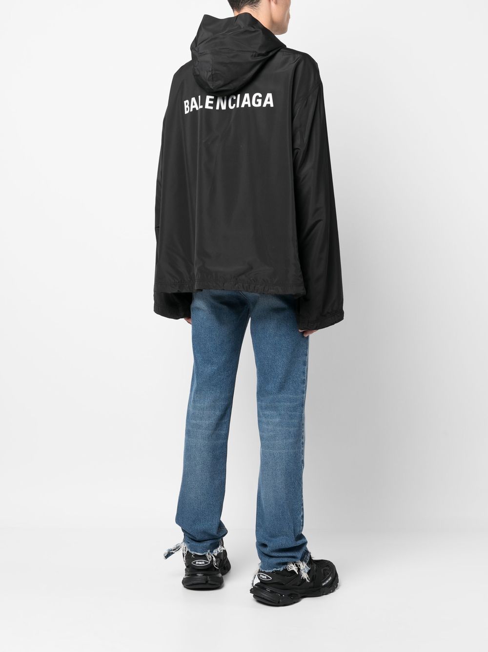 Balenciaga Women's Logo-Print Hooded Windbreaker