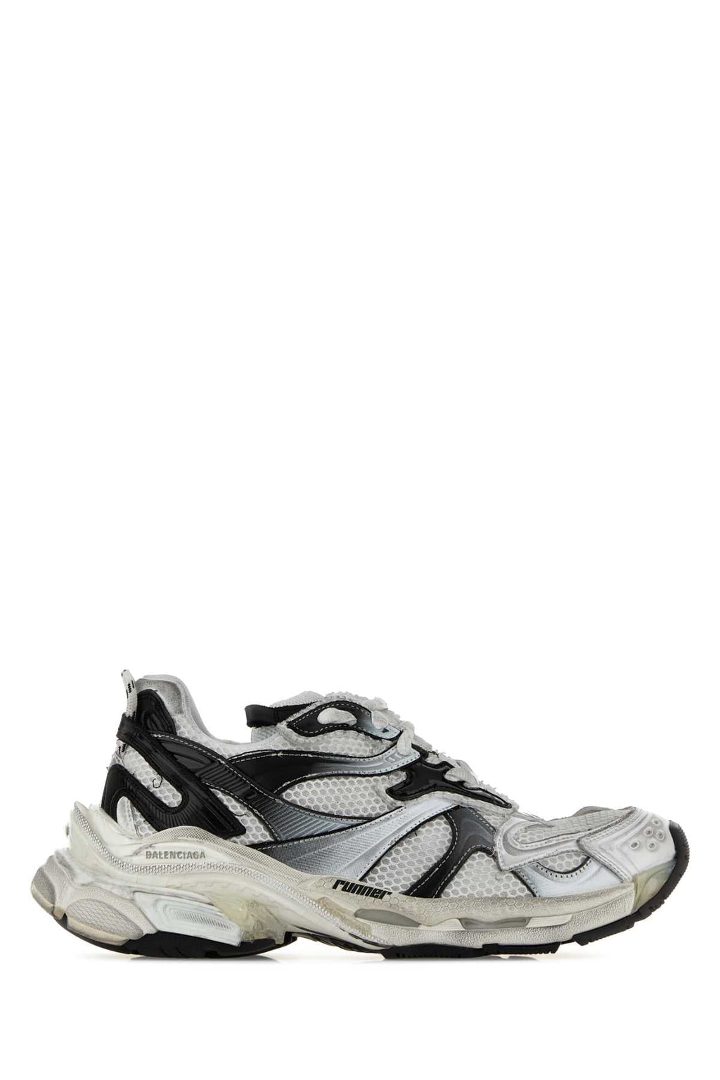 Balenciaga Men White Mesh Runner 2 Sneakers