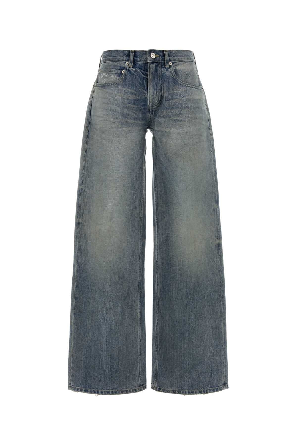 Balenciaga Women Denim Wide-Leg Jeans