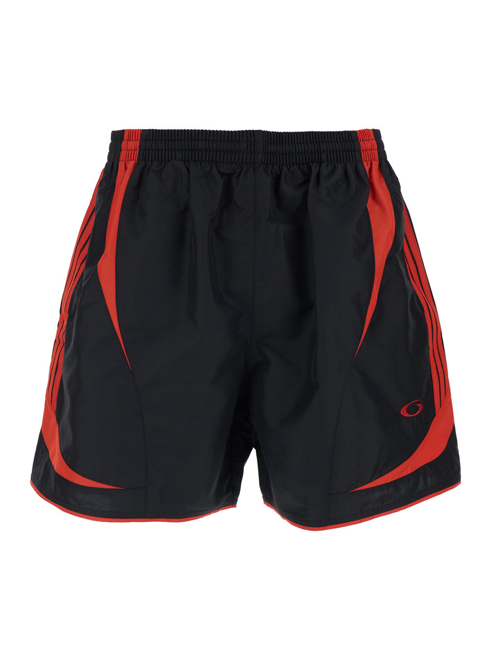 Balenciaga Men Black Tech Fabric Shorts With Elastic Waist And Logo On Front And Back For Men
