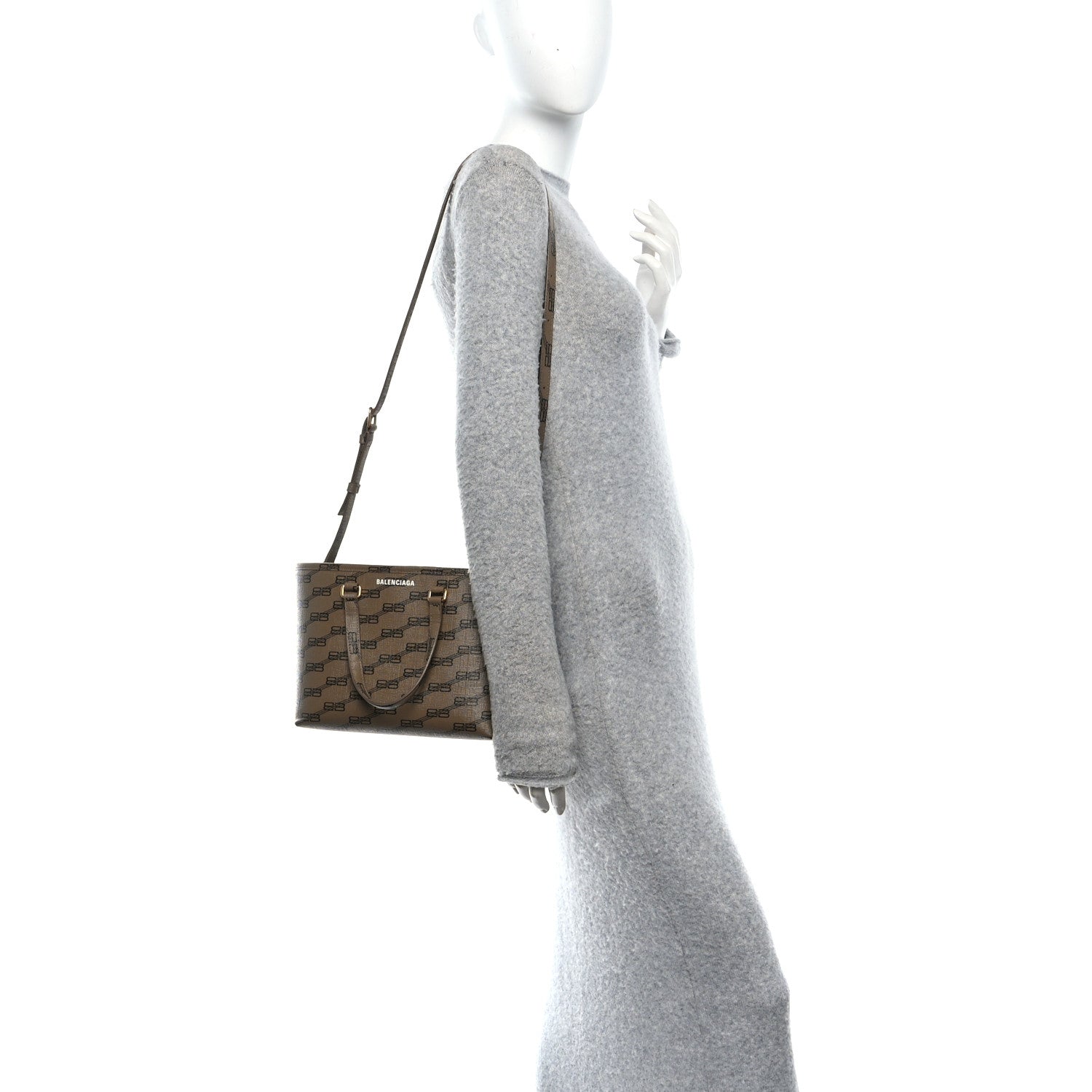 Coated Canvas BB Monogram Small Signature East West Shopper Bag Beige Brown
