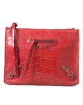 Red Alligator Leather Classic Pouch Wristlet