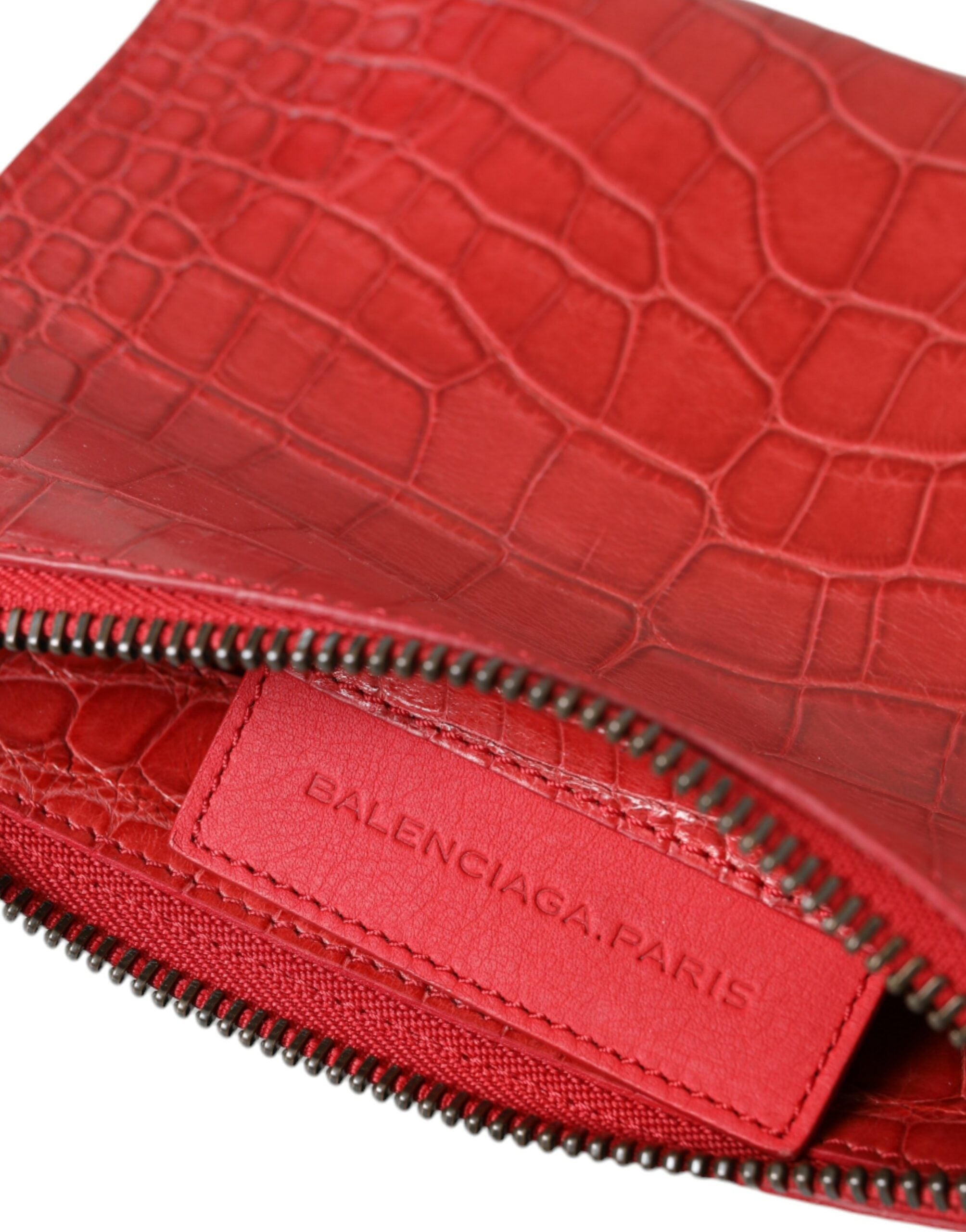 Red Alligator Leather Classic Pouch Wristlet