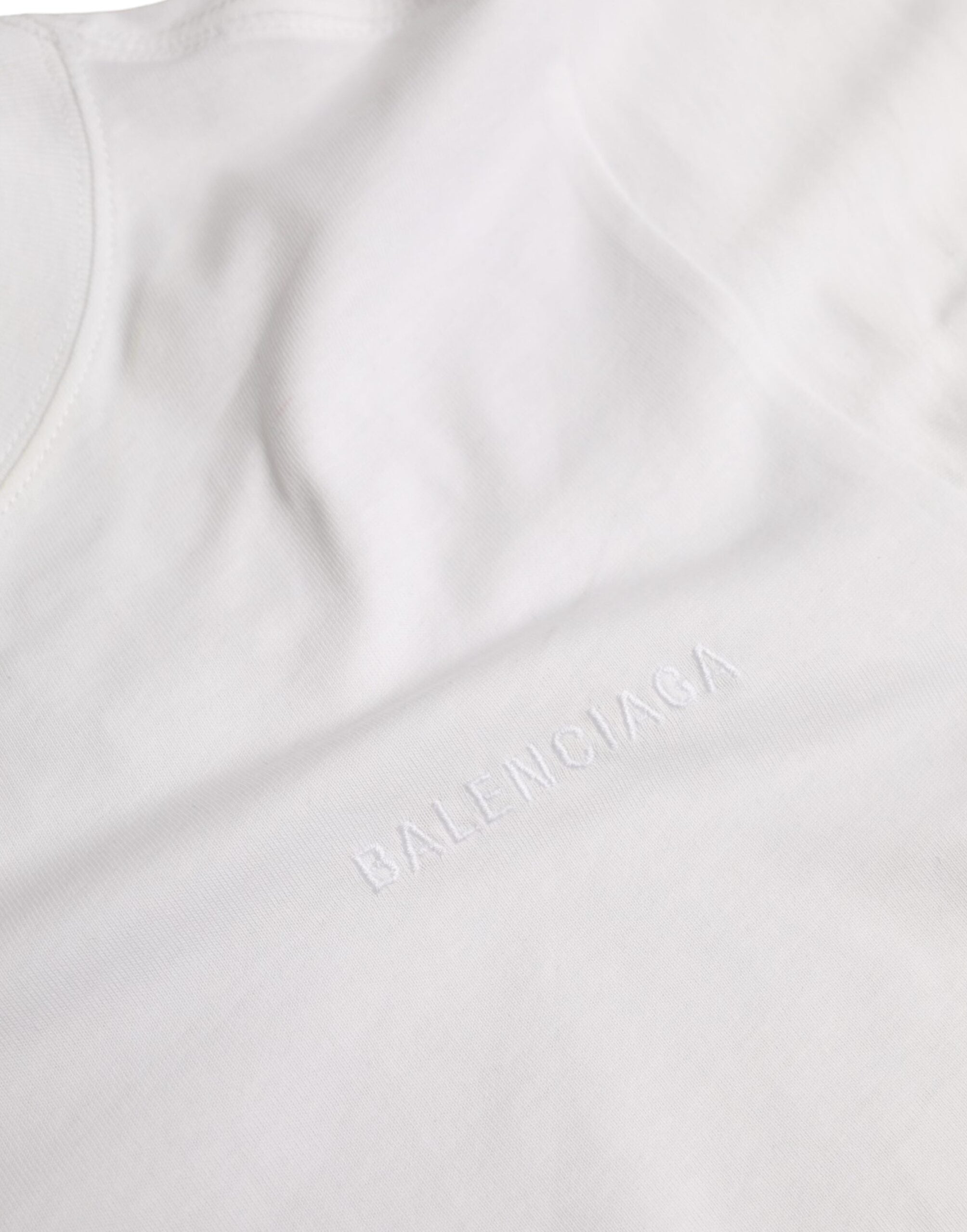 Balenciaga White Cotton Crew Neck Short Sleeves women T-shirt