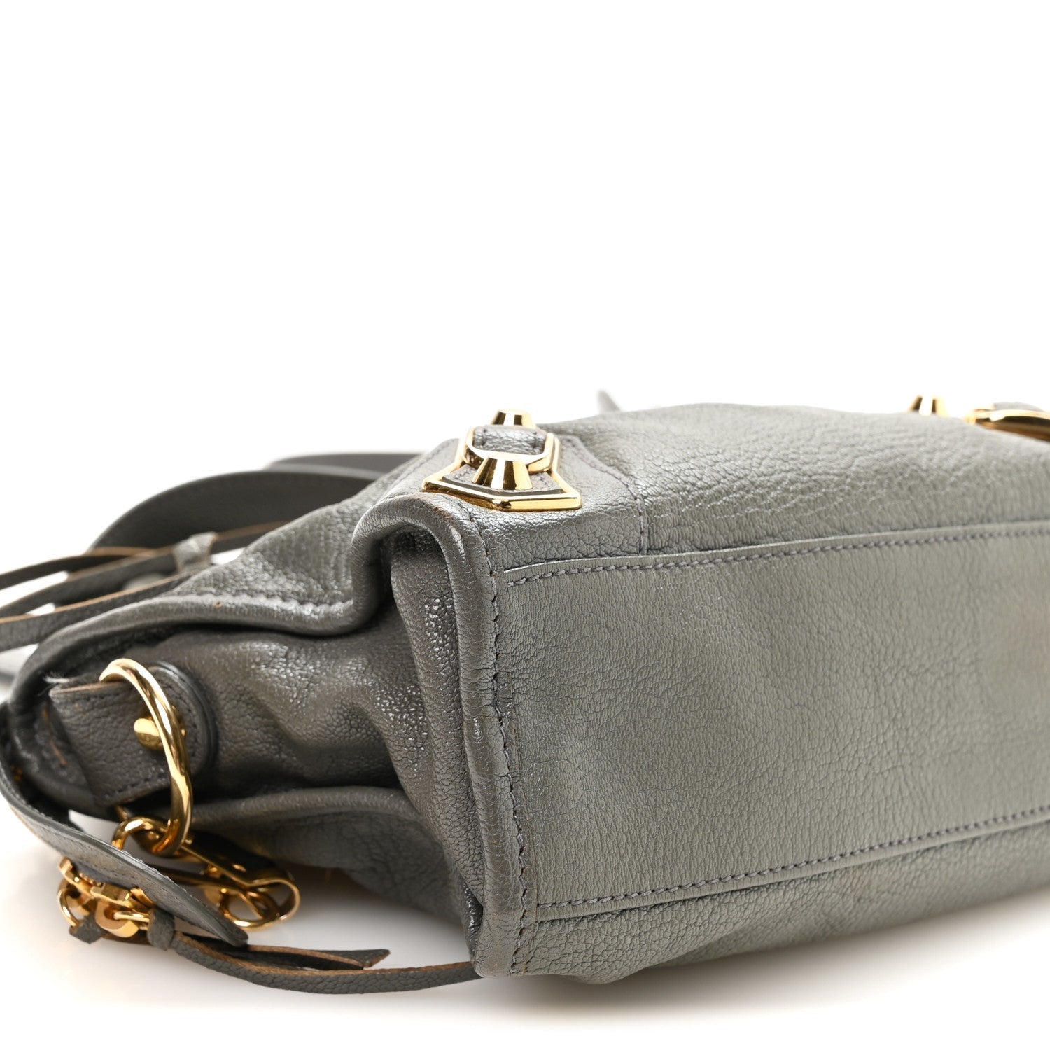Chevre Gold Metallic Edge Hardware Mini City Gris Acier