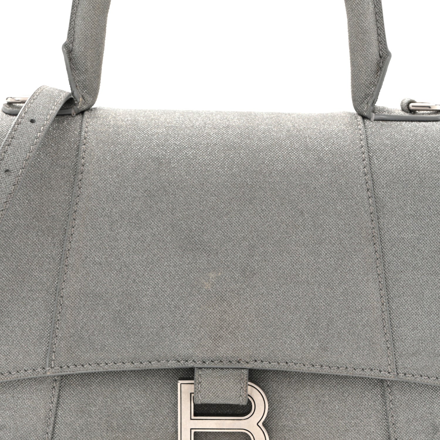 Glitter Fabric Small Hourglass Top Handle Bag Grey