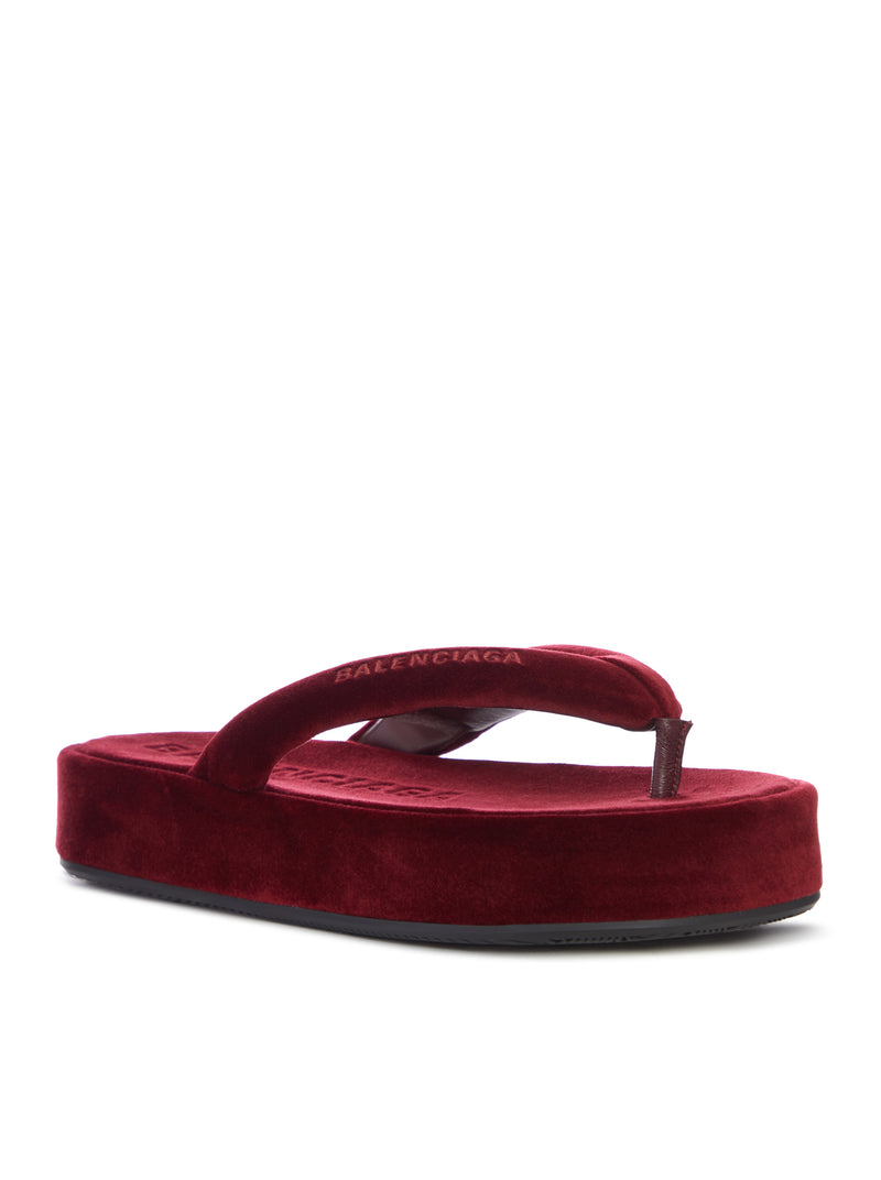 Balenciaga Women Jet Lag Flip Flops In Burgundy