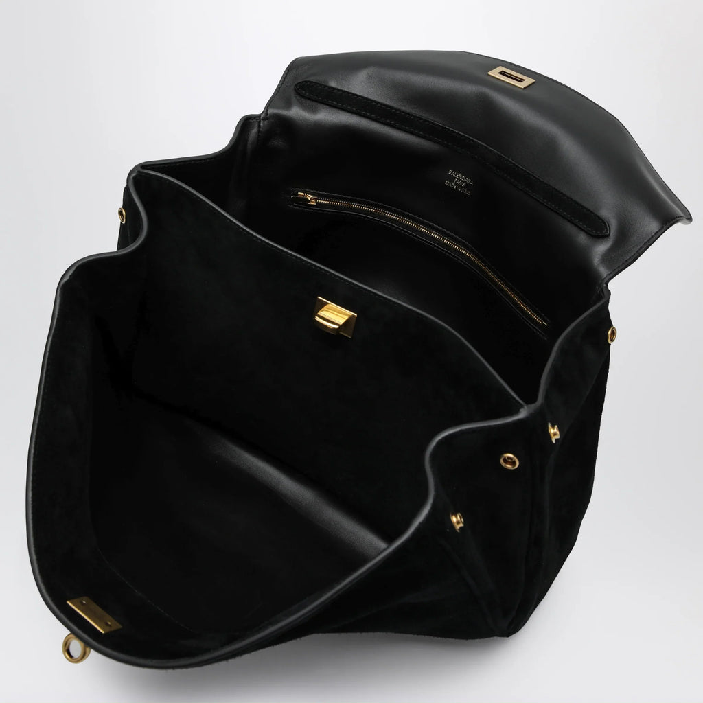 Balenciaga - Medium Rodeo bag in suede calfskin, black