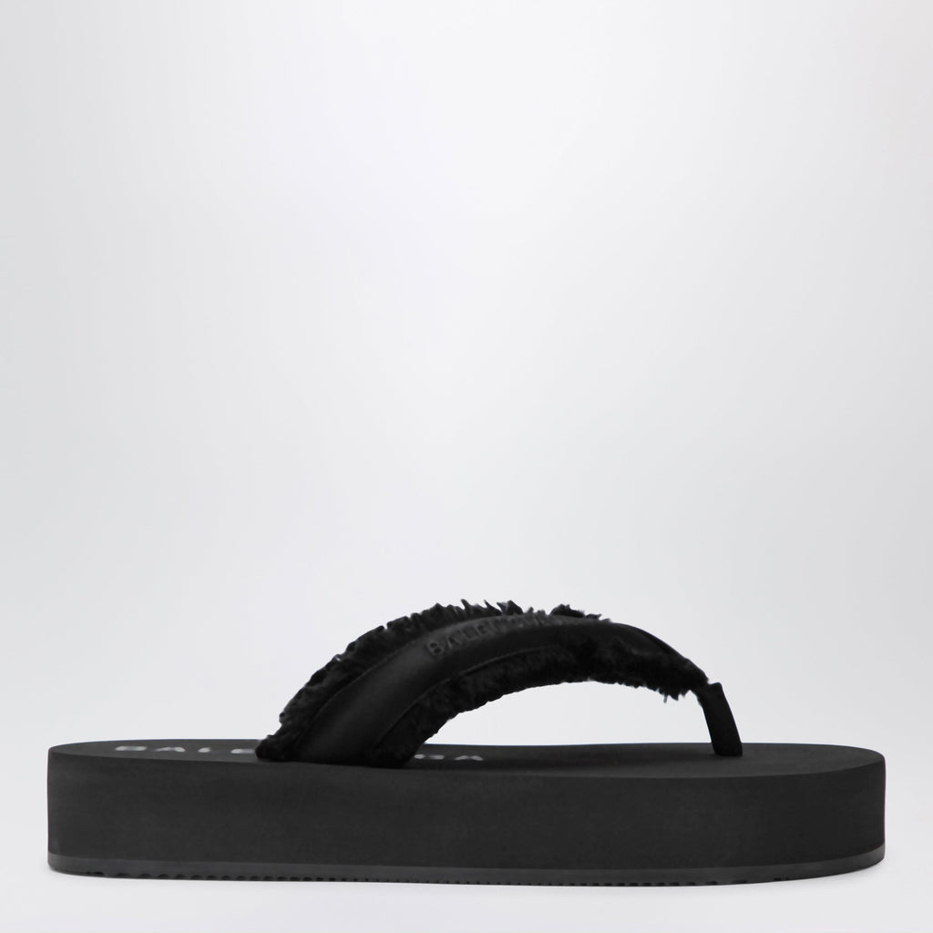 Balenciaga Jet Lag Thong Sandals In Black Satin Women