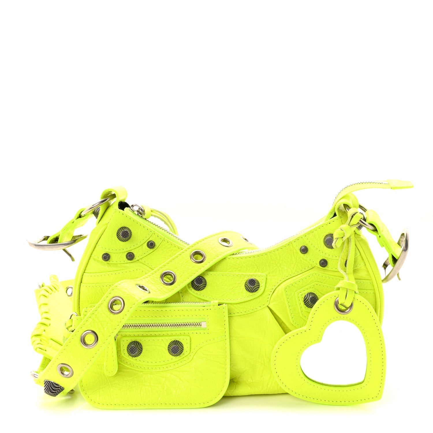 Agneau Arena Le Cagole Shoulder Bag XS Fluo Yellow