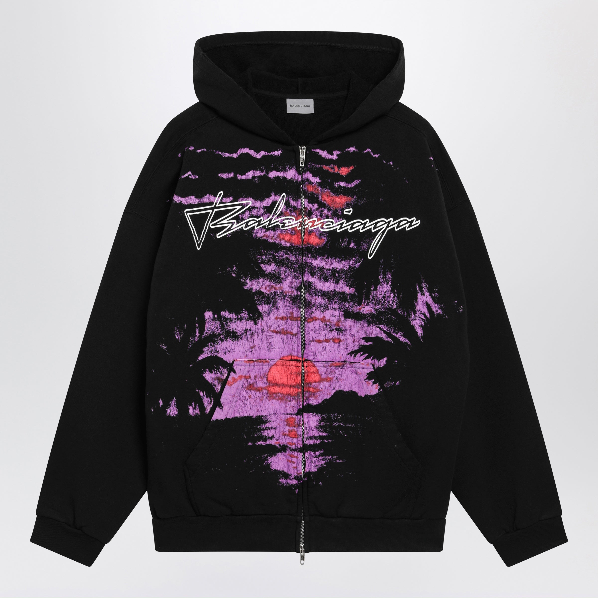 Balenciaga Zip-Up Hoodie Dream Surfer In Cotton Fleece Black Women