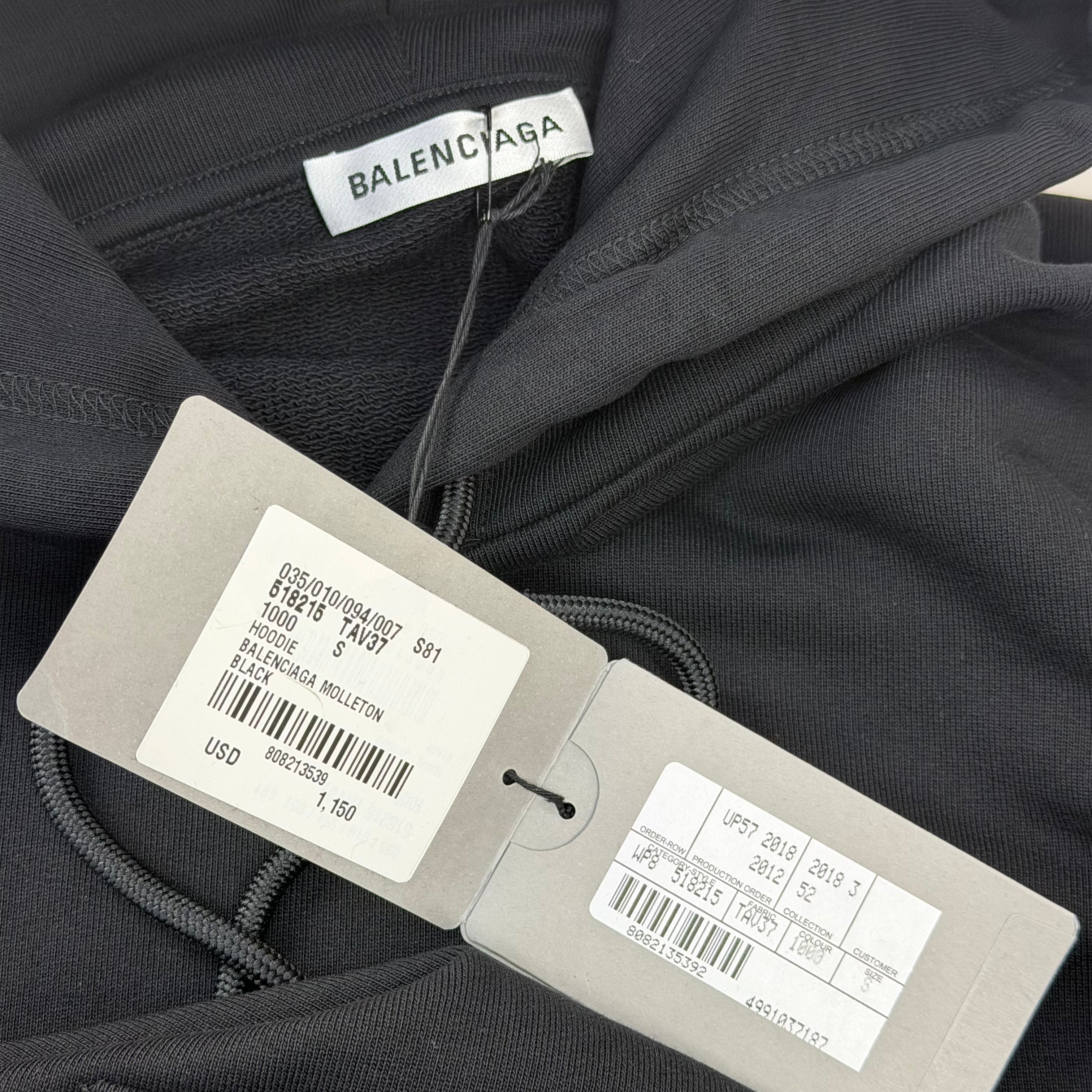 Balenciaga Black Logo Hoodie S (M) Women