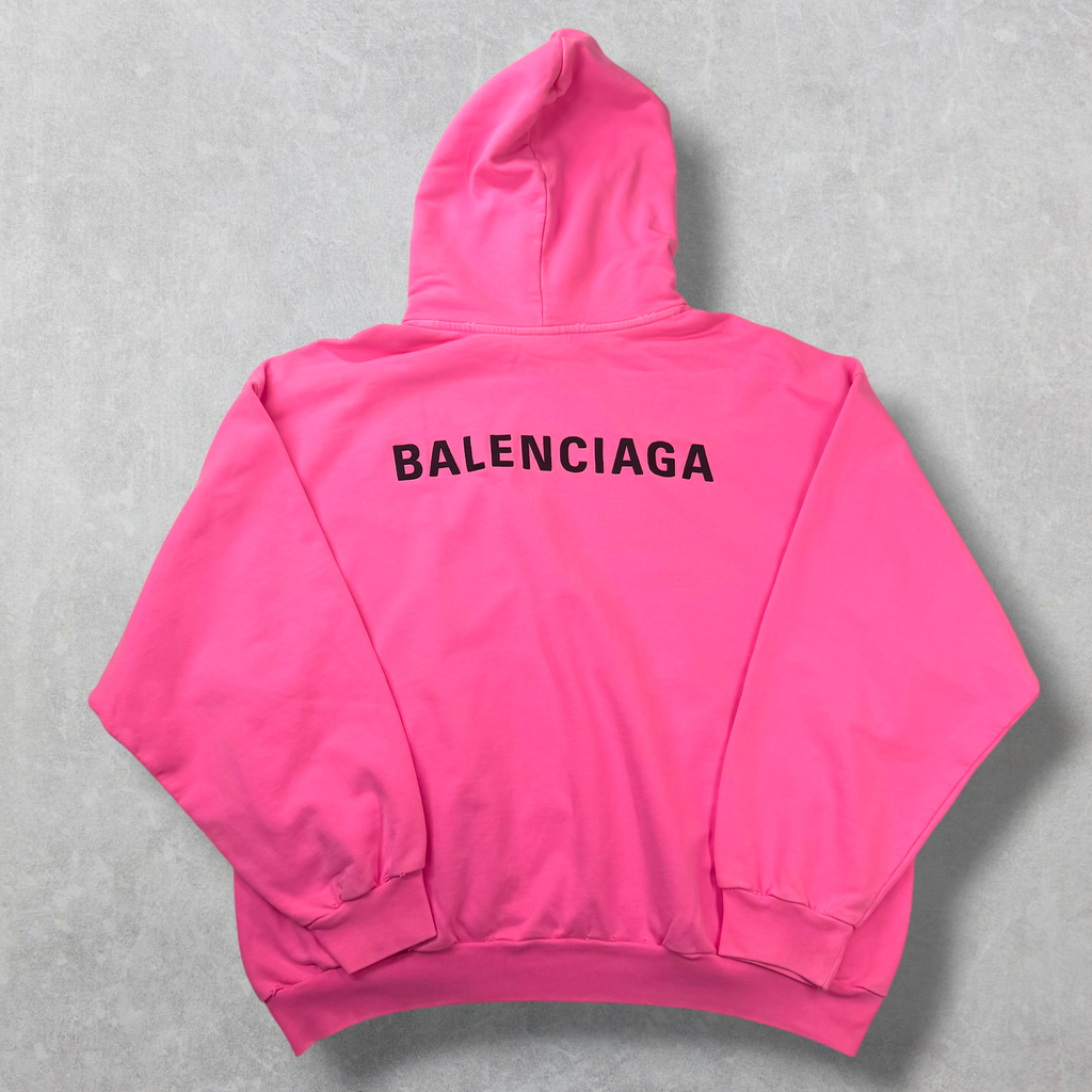 Balenciaga Back Print Bright Pink Medium Fit Hoodie M (L) Women