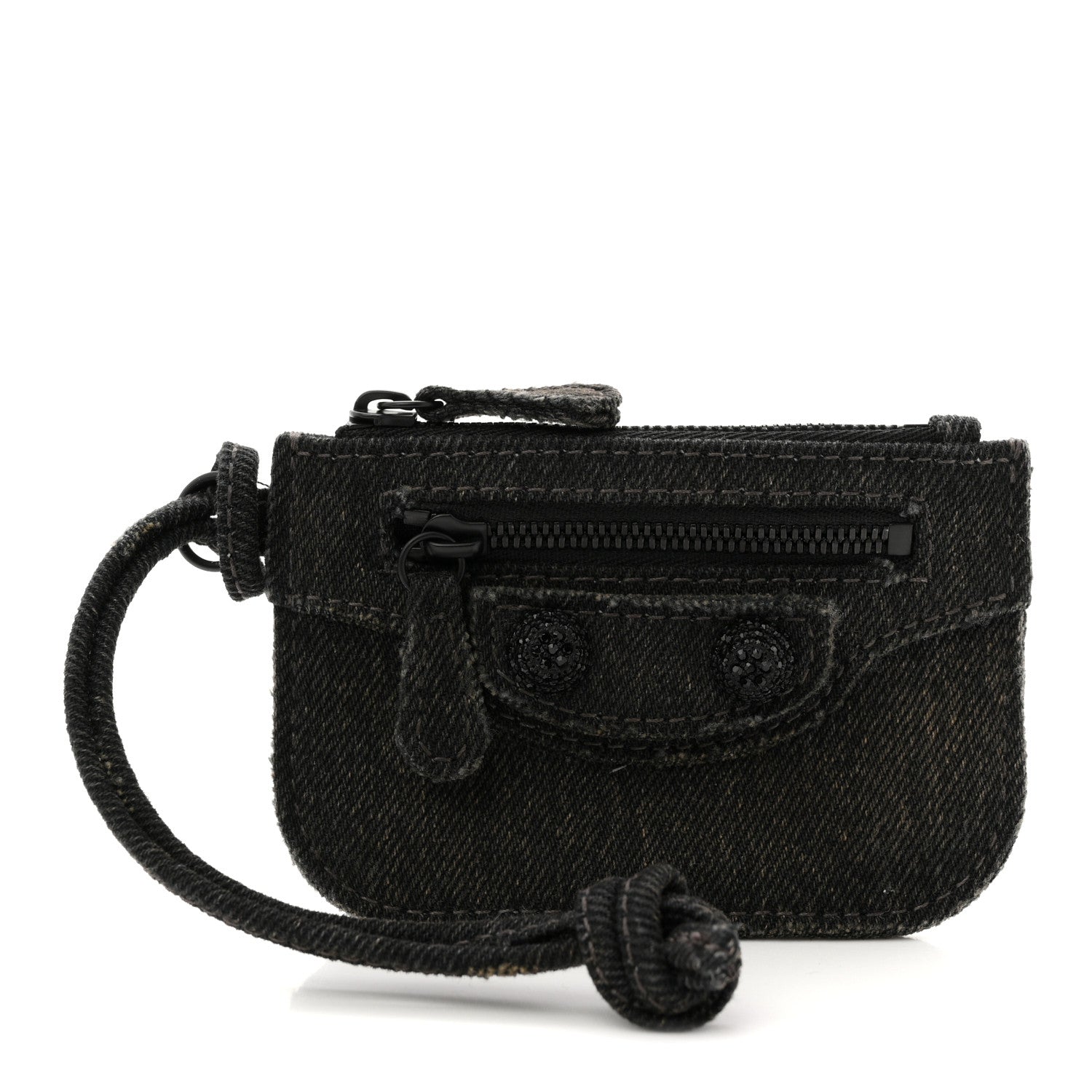Denim Crystal Coin Purse Black