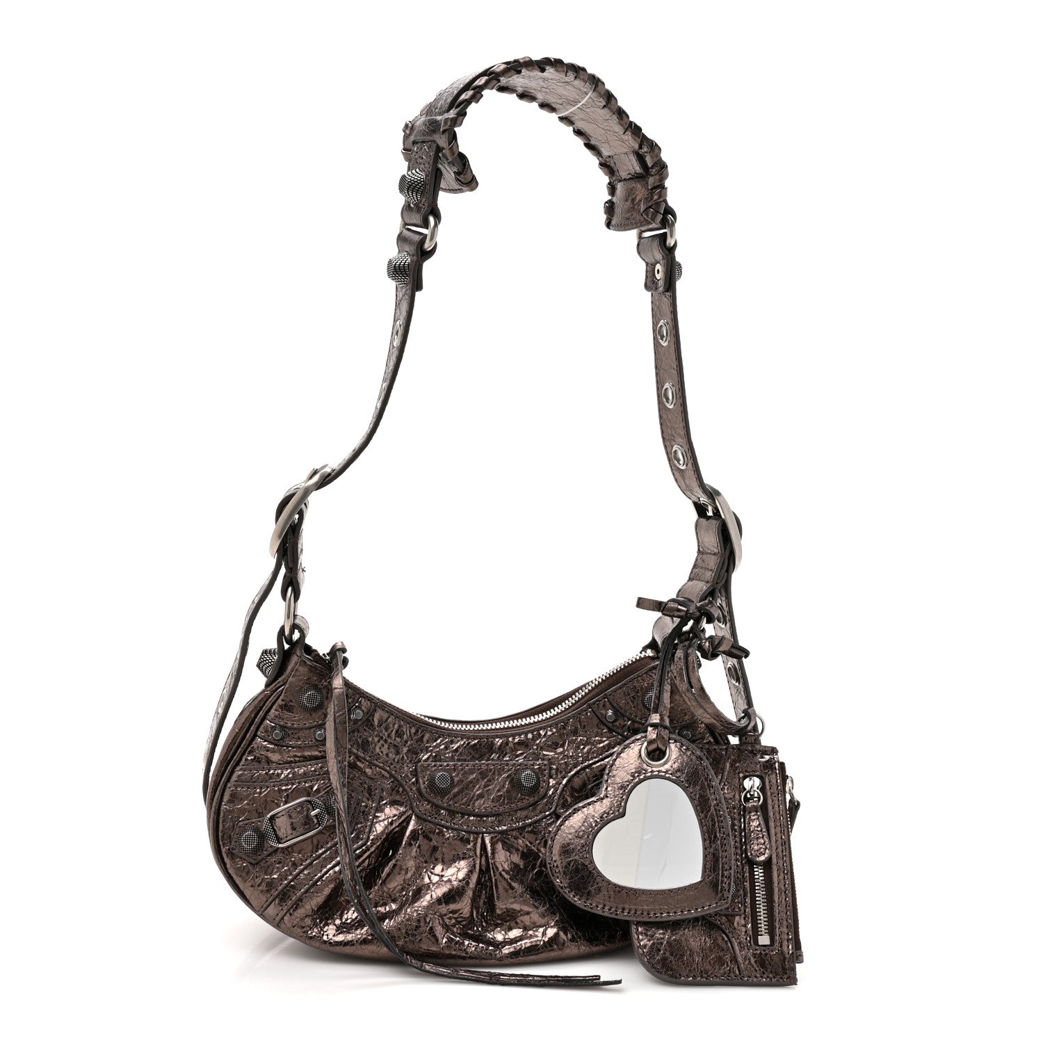 Metallic Agneau Arena Le Cagole Shoulder Bag XS Dark Bronze