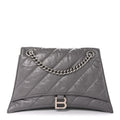 Crushed Calfskin Quilted Medium Crush Chain Bag Dark Grey