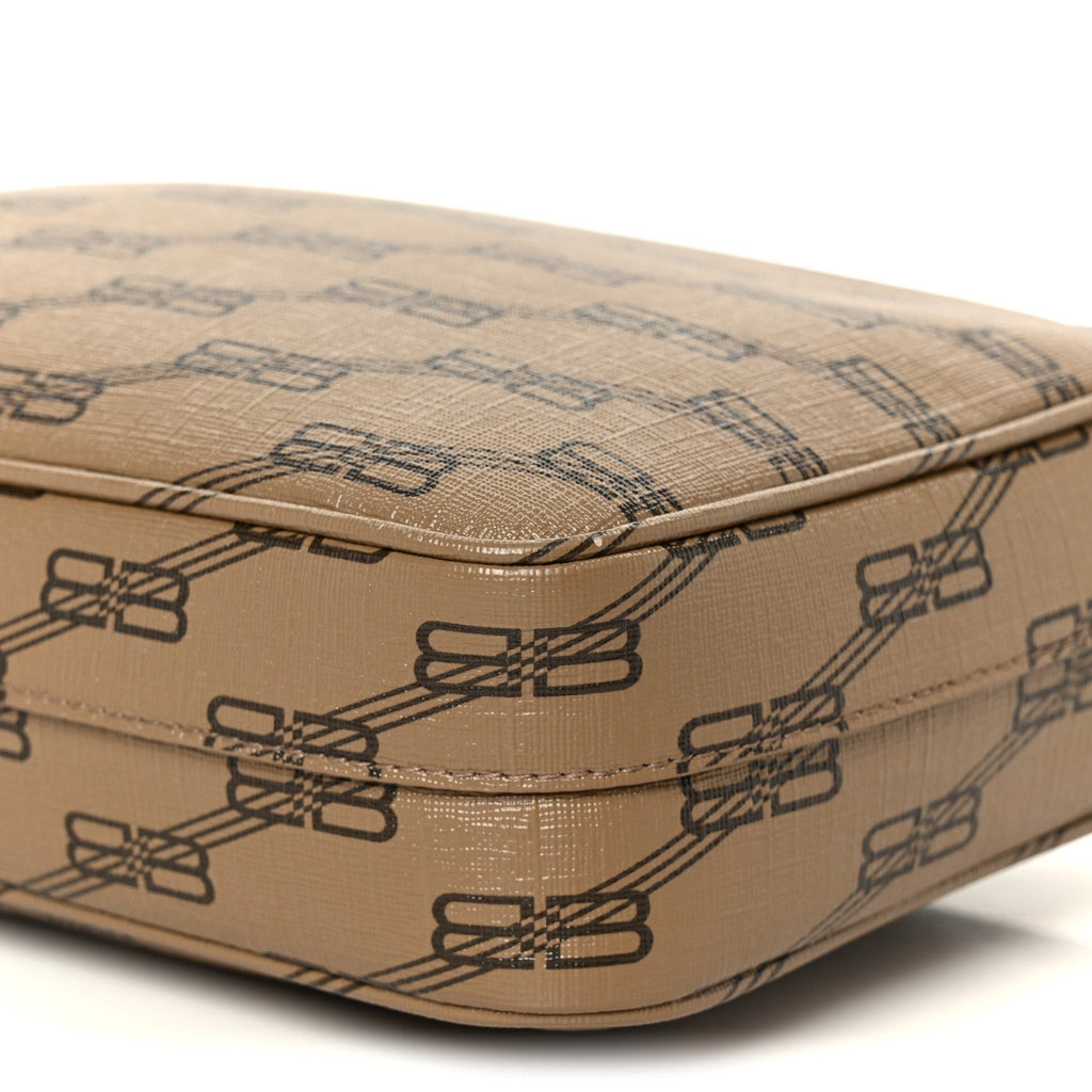 Coated Canvas BB Monogram Medium Signature Camera Bag Beige Brown