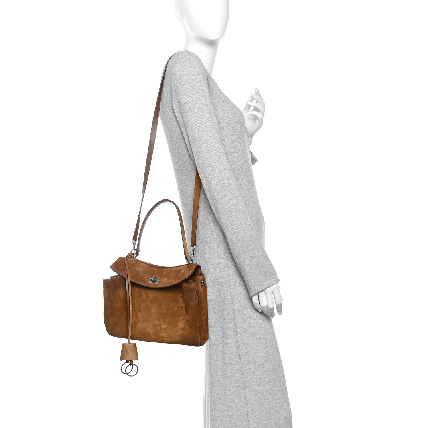 Waxed Suede Small Rodeo Top Handle Handbag Camel
