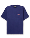 Balenciaga Political Campaign Embroidered Logo T-Shirt in Blue