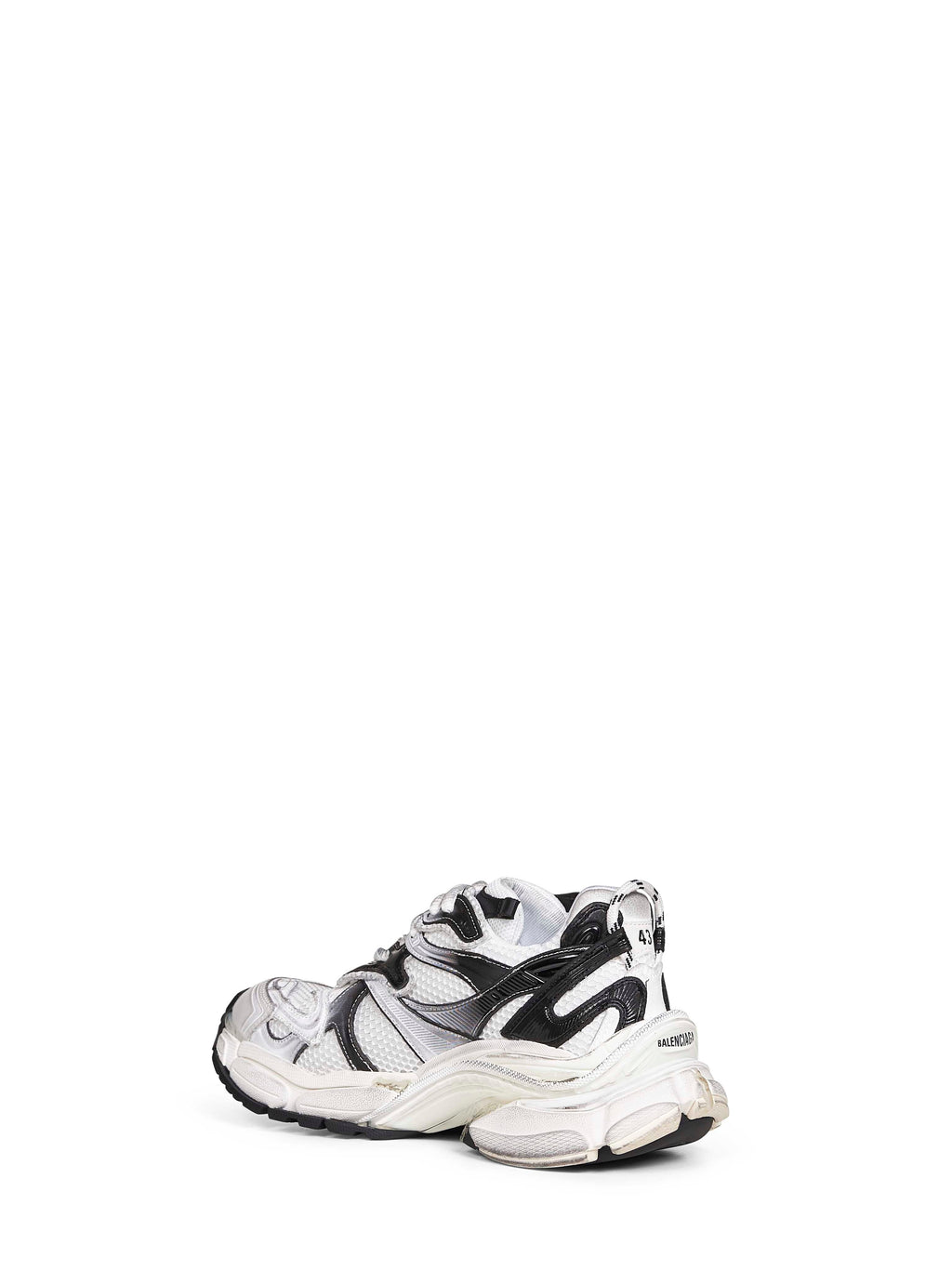 Balenciaga Men White And Black Mesh And Nylon Runner Sneakers